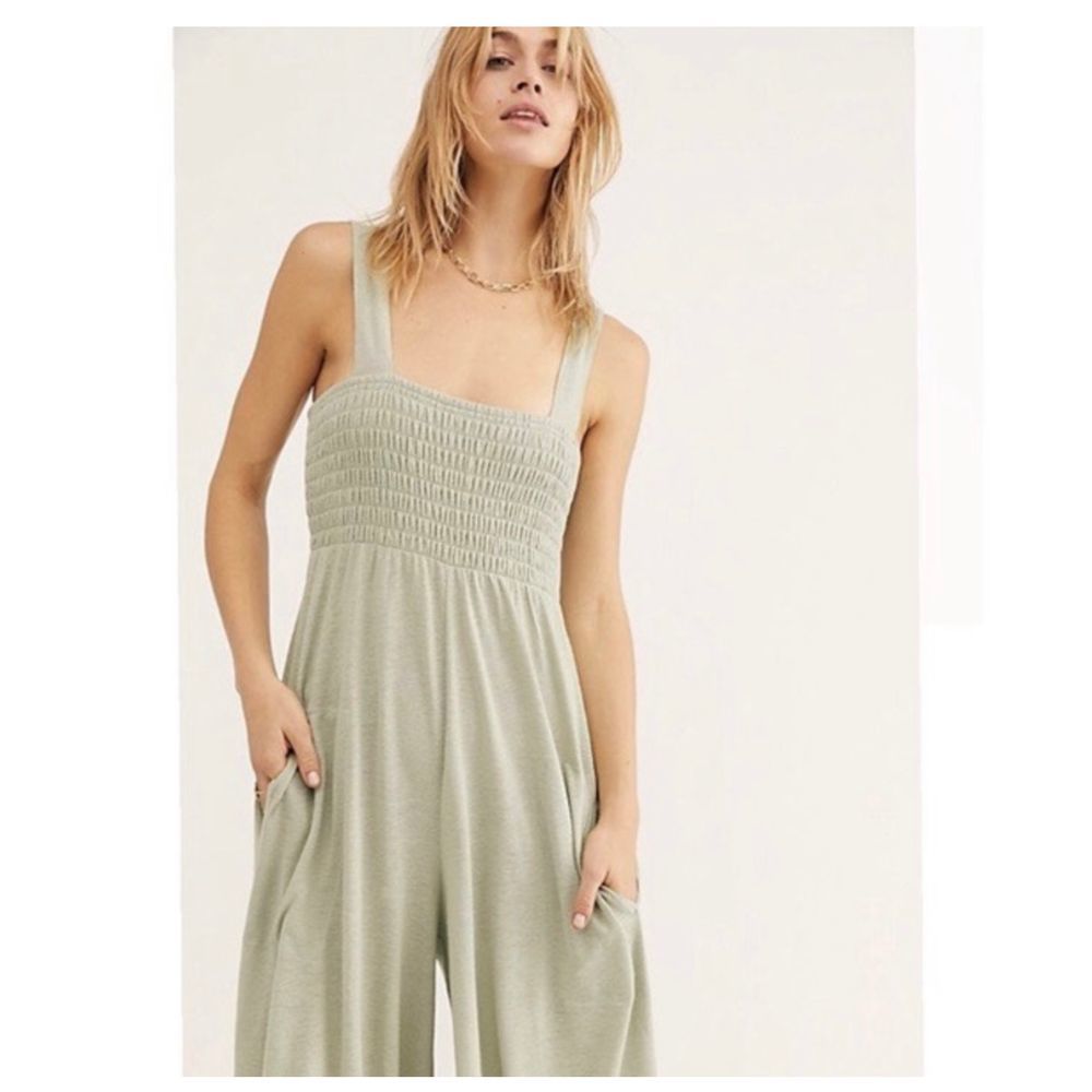 Free People Linen Blend Oversized Homecoming Jumpsuit Size Small
